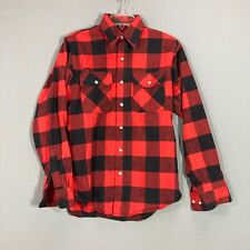 Vintage Buffalo Plaid Red St John's Bay Heavyweight Flannel Shirt USA Small