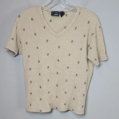 Top Liz Wear Vintage Bordado Floral Térmico Cuello en V Talla Mediana Pequeña Foto 1 de 4