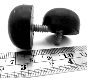 10-24 Threaded Screw In Rubber Pad Foot Bumper 3/8" Length Stud 1/2" Tall 1" OD - Picture 1 of 12