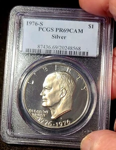 1976 -S Silver Eisenhower (IKE) Dollar Proof PCGS PR69DCAM - Picture 1 of 2