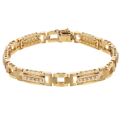 Men's 14k Yellow Gold 1.00ctw Diamond Watch Link Bracelet 9.5" 9.8mm 43.8 grams - Image 1 of 4