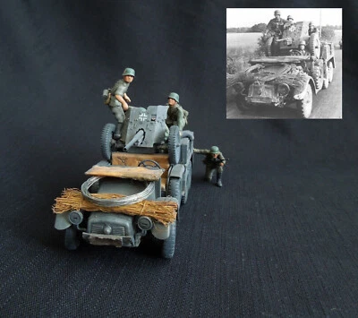 Built German Kfz.69 Krupp-Protze + 3,7cm Pak 36 with creew France 1940 WW2 1:35 - Image 1 of 4