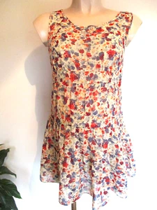 TOPSHOP MATERNITY IVORY FLORAL CHIFFON TIERED SLEEVELESS BLOUSE TOP SIZE 8 - Picture 1 of 2