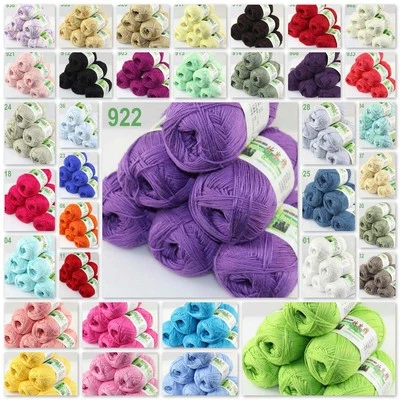Sale New 6 balls x50gr Soft Baby Natural Smooth Bamboo Cotton Hand Knitting Yarn - Image 1 of 4