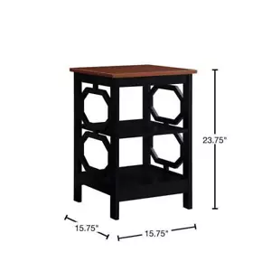 Convenience Concepts End Table 23.75" H X 15.75" W, Square Cherry + Black Wood - Picture 1 of 8