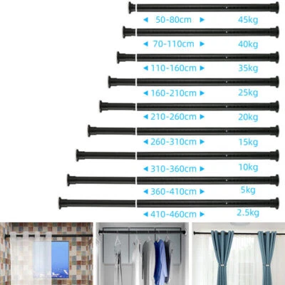 50-410cm Heavy Duty Extendable Telescopic Shower Door Curtain Pole Rail Rod Bath - Image 1 of 4