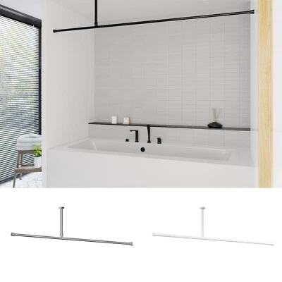 Asta Per Tenda Da Doccia In Alluminio 4M Bianco Nero Argento 250-400 Cm - Immagine 1 di 4