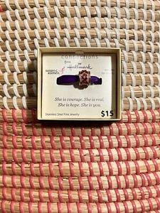 (NIB) Connections By HALLMARK Stainless Steel Breast Cancer ribbon crystal Bead - Picture 1 of 3