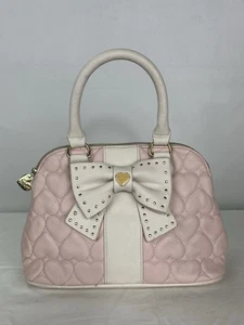 Vintage Betsy Johnson Pink Quilted Hearts Handbag Shoulder Bag - Picture 1 of 11