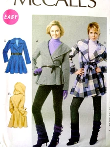 Cappotto svasato McCall's M6442 Misses senza cappuccio, motivo cucito cintura taglia 14-20 - Foto 1 di 6