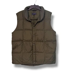 LANDS' END Vtg 90s Army Green Quilted Goose Down PUFFER VEST JACKET Men's M - Picture 1 of 8