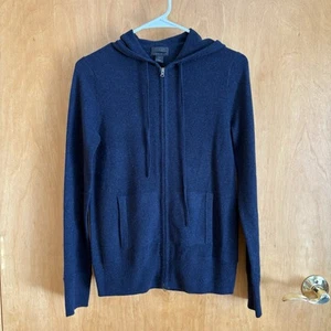 J.crew Womens Sweater Small Navy Cashmere Full Zip Hoodie 18285 - Picture 1 of 8