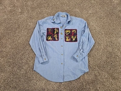 Falls Creek Vtg Holiday Button-Up Shirt Womans Size Medium Christmas Cottagecore - Image 1 of 4