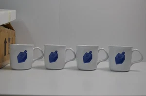 4 Williams Sonoma Dreidel Hanukkah Coffee Mugs NIB New Holiday - Picture 1 of 16