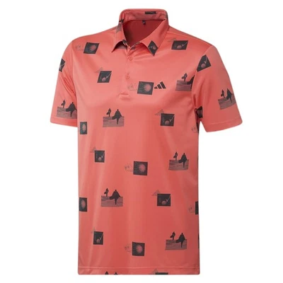 Мужская рубашка-поло для гольфа Adidas Golf с универсальным принтом, большой коралловый сплав - Изображение 1 из 2