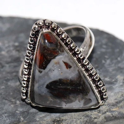 Anillo enchapado en plata 925 de jaspe rojo EE. UU. 8 elegantes joyas GW Foto 1 de 3