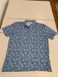 Camisa polo grande para llevar Vineyard Vines azul estampado de palmeras rendimiento preparación de golf - Imagen 1 de 6
