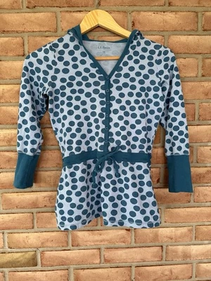 LL Bean девочки зеленый горошек длинным рукавом с капюшоном пуловер верхний размер маленький/8 - Изображение 1 из 4