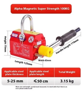 Gru magnetica forte 100 kg/200 kg design risparmio lavoro magnete permanente ventosa  - Foto 1 di 17