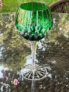 Ajka Castilla Alberga Verde Esmeralda Corte a Cristal Transparente Globo Copa de Vino - Imagen 1 de 16
