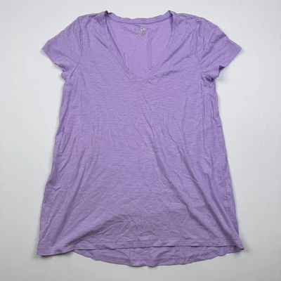 Camisa Lilly Pulitzer Para Mujer XS Púrpura Cuello en V Manga Corta Slub Tee Top Foto 1 de 4