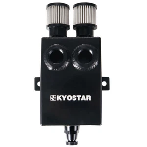 Kit de filtro de doble respirador tanque depósito lata de captura de aceite negro 2L 2X12AN 2 puertos nuevo - Imagen 1 de 6