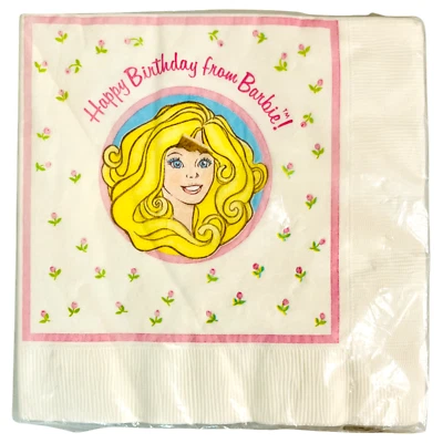 Servilletas de papel vintage para muñeca Barbie feliz cumpleaños fiesta paquete de 16 almuerzos NOS Foto 1 de 3