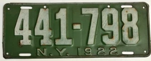 New York 1922 Nummernschild # 441-798 - Bild 1 von 1