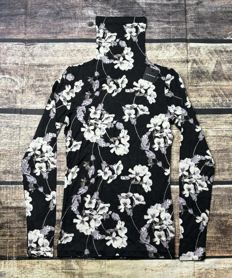 Top Club Monaco Julie cuello alto para mujer pequeño pequeño mezcla de lana floral Foto 1 de 4