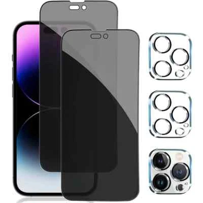 x2 ANTI-SPYY Tempered Glass + iPhone 17 16 15 14 13 12 11 SE Pro Max Plus Camera - Image 1 of 4