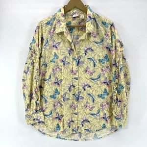 Westbound Women's Butterfly Blouse Lightweight Button Up Floral Yellow Size XL - Picture 1 of 18