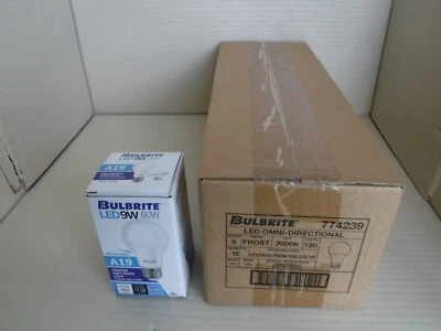 (Pack Of 12) BULBRITE 9W LED A19 60W EQUIV PREMIUM DIMMABLE 3000K E26 120V - Image 1 of 4