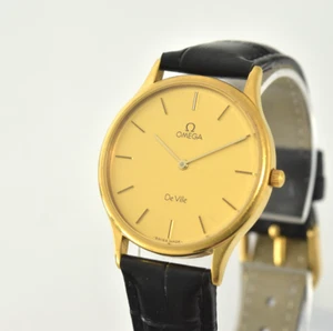New Battery OMEGA De Ville Cal.1434 Quartz Gold Dial Mens Vintage Watch 195 0039 - Picture 1 of 23