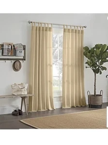 Linden Street Curtain beige marzipan yellow 3 ways hang panel 95in single panel. - Picture 1 of 6