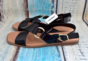 Women's Old Navy Faux-Leather Cross-Strap Buckled Sandals 6, 8 Black NEW - Picture 1 of 9