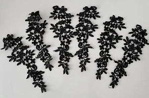 Bundle 6pcs X  black sew on lace applique embroidered floral lace motif patch - Picture 1 of 5
