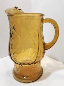 Vintage Libbey Country Garden 64 Oz Amber Glass Daisy 10" Pitcher Iced Tea MCM - Picture 1 of 9