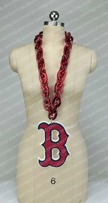New MLB BOSTON RED SOX RED Jumbo Big Fan Chain Necklace Foam MI USA - Image 1 of 3
