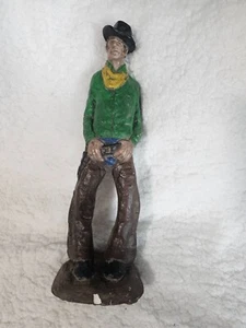 World Handicrafts 1972 Western Cowboy Sculpture Statue Painted Multicolor 15.5" - Picture 1 of 16