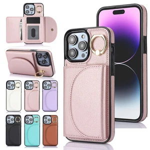 Fr iPhone 16 Pro Max 15 14 13 12 11 X 7 Wallet Folio Card Holder Ring Stand Case - Picture 1 of 50