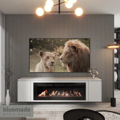Paquete de muebles de pared multimedia de TV de 2000 mm con fuego eléctrico LG de 50" Foto 1 de 4