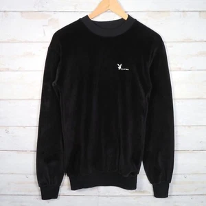 Felpa Playboy vintage maglione velluto maglione logo nero anni 80 rara S 38" petto - Foto 1 di 11