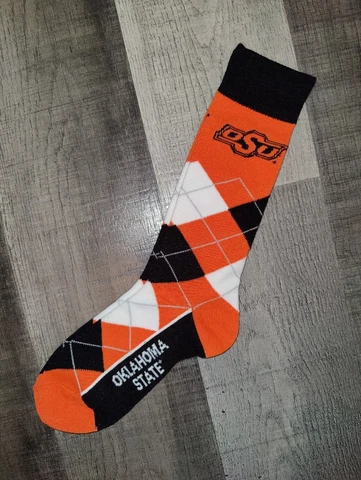 Oklahoma State Cowboys Argyle Lineup Dress NCAA Team Socks Large Cover