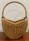 Vintage Large Woven Rattan Wicker Basket With Handle, 18” X 12” X 15”