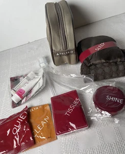 Delta Airlines First Business Toiletries Travel Kit Bag Socks Sleep Mask Unused - Picture 1 of 11