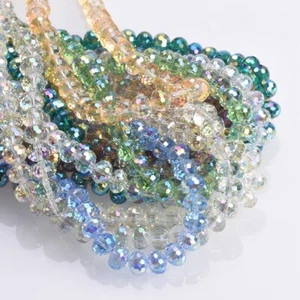 20pcs 7x10mm Shiny Rondelle 96 Facets Faceted Crystal Glass Loose Beads - Picture 1 of 21