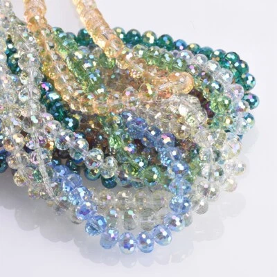 20pcs 7x10mm Shiny Rondelle 96 Facets Faceted Crystal Glass Loose Beads - Image 1 of 3