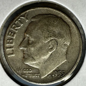 1955-S  Roosevelt Silver Dime 10 Ten Cents San Francisco see pics   0193 - Bild 1 von 4