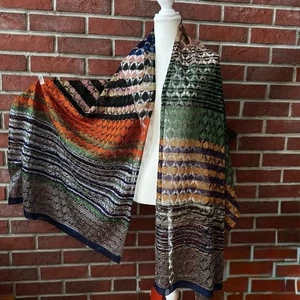 Missoni Multicolor Metálico Grande Bufanda Chal Envoltura 28”x80” Nuevo con Etiquetas - Imagen 1 de 16