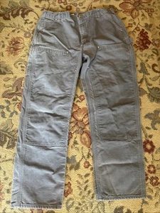 Vintage Carhartt Double Knee Pant Sz 38x29. 5Gray Distressed Faded Loose Fit USA - Picture 1 of 15